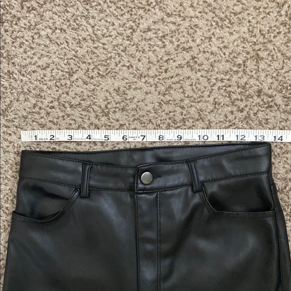 NWOT Dynamite Justina Straight Leg Black Faux Leather Pants - Picture 6 of 13